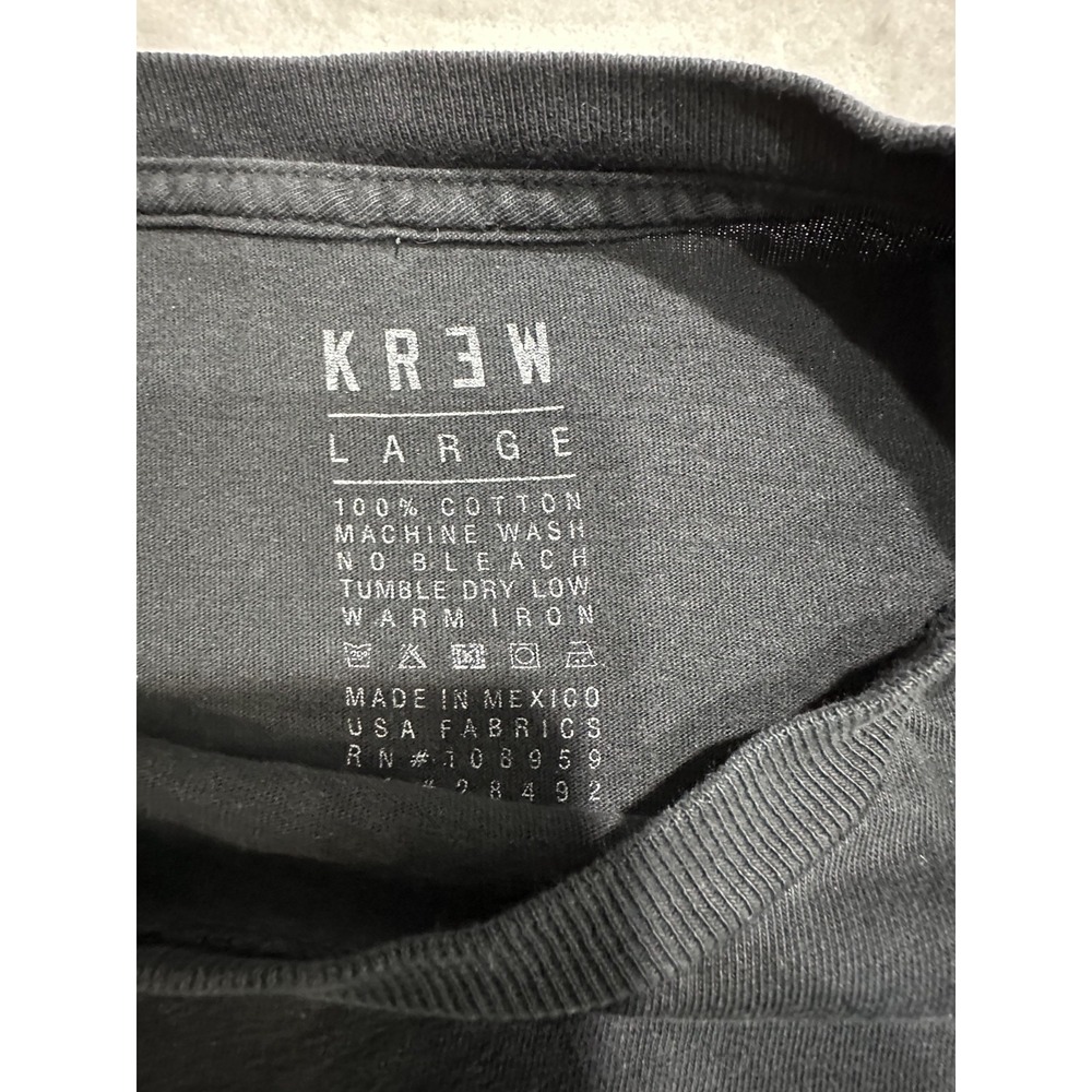 Krew T-Shirt Men's Size Large Black Short Sleeve Crew Neck Logo Streetwear - Picture 2 of 6